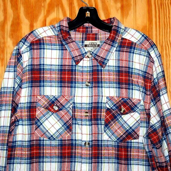 Open Trails Plaid Flannel Shirt - Mens XL - Cotton Blend - Picture 2 of 7